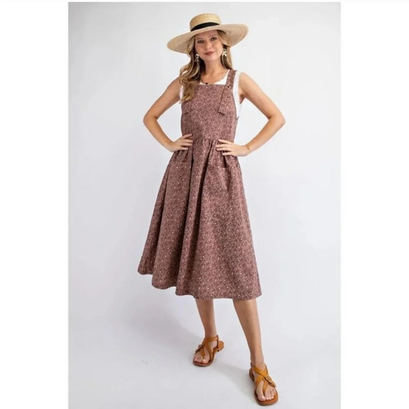 New! Easel Floral Cotton Jumper Dress - Picture 3 of 7